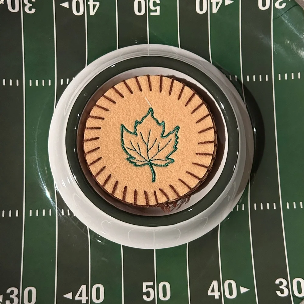 Handmade Tan Felt Coasters with Maple Leaf Embroidery Design NEW